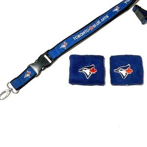 Toronto Blue Jays Baseball Lanyard and Sweat Bands Royal Blue MLB Bird Logo Leaf